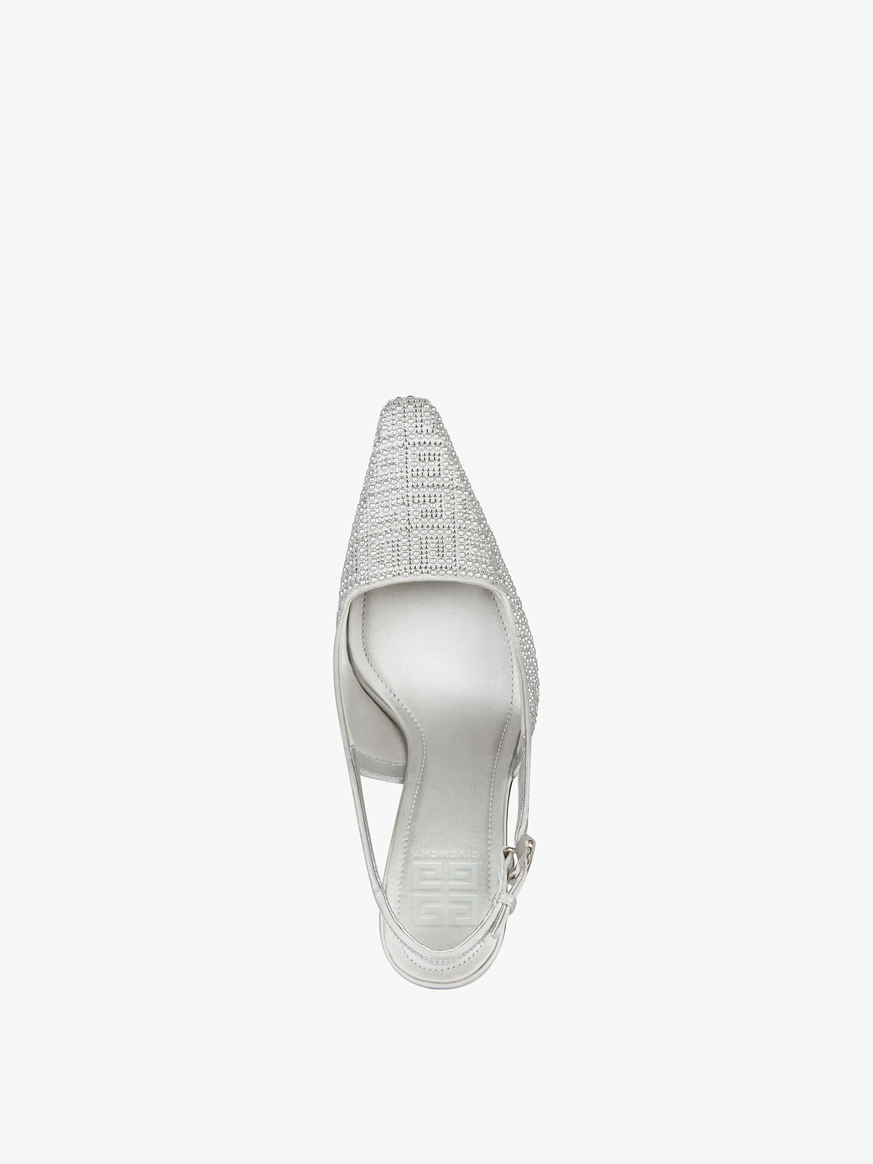 G CUBE SLINGBACKS IN SATIN WITH 4G STUDS AND STRASS - 4