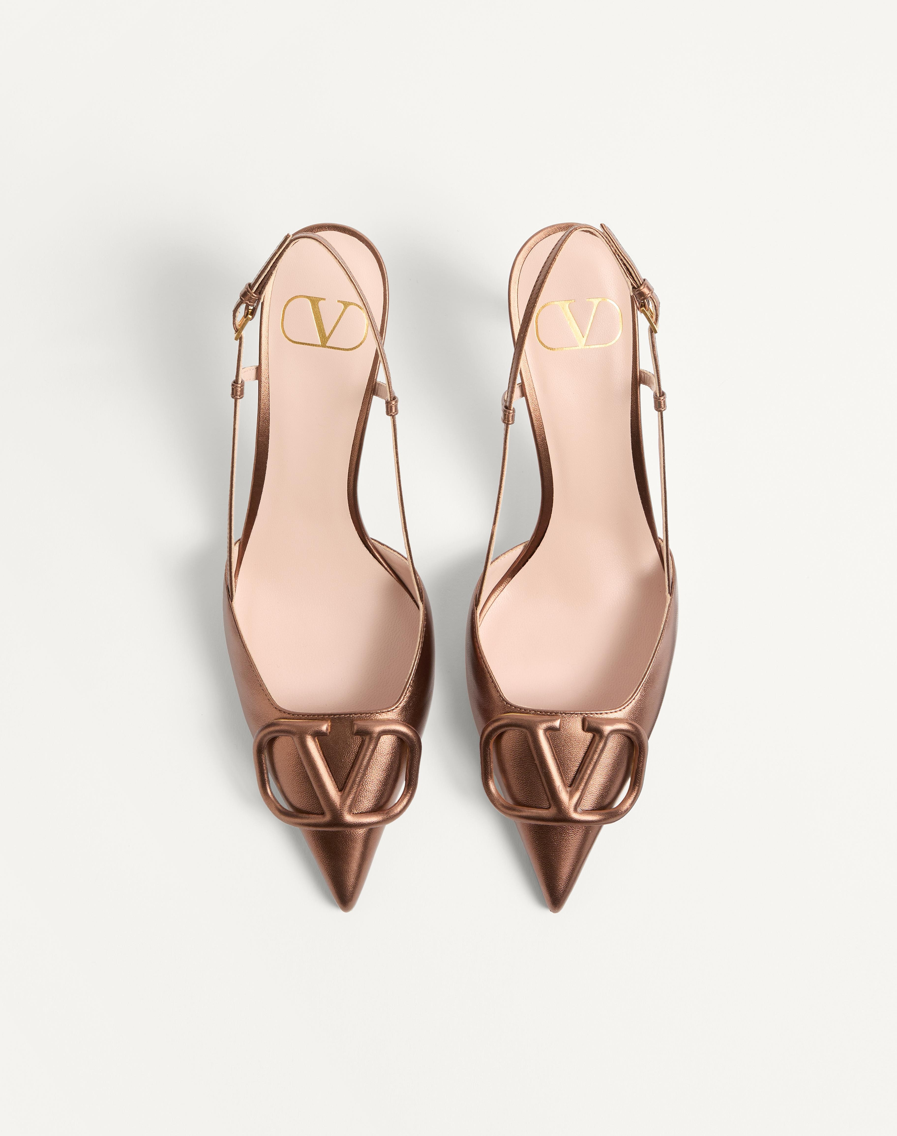 VLOGO SIGNATURE SLINGBACK PUMP IN LAMINATED NAPPA LEATHER 80MM - 4