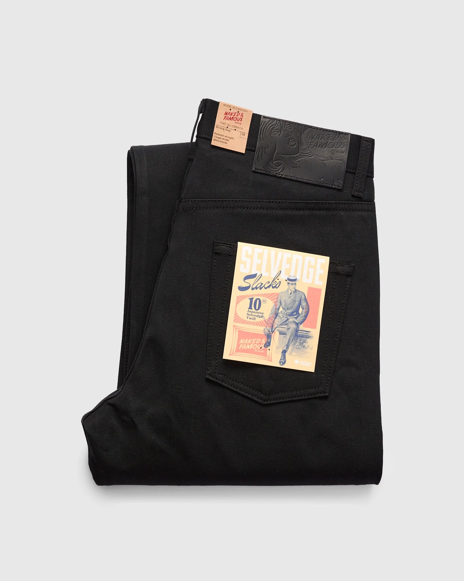 10oz Selvedge Slacks Black Twill - Strong Guy Fit - 1