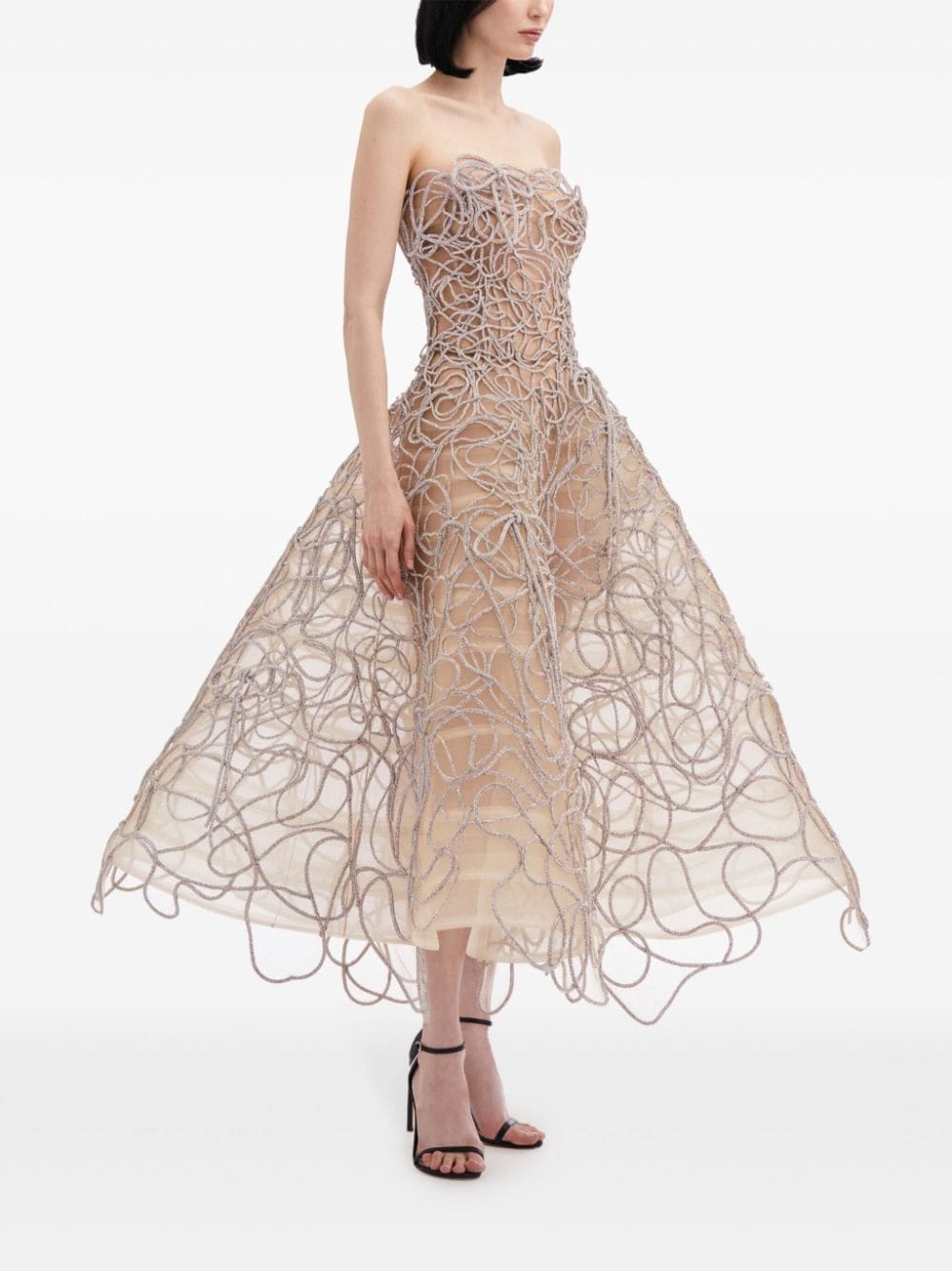 crystal-embroidered corded gown - 3