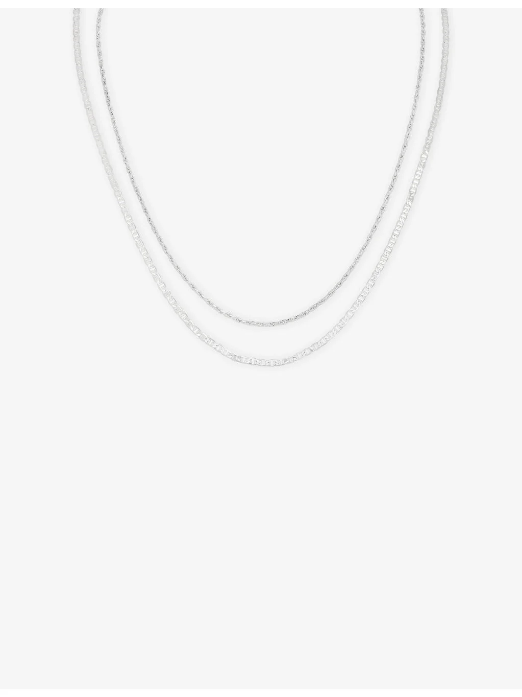 Illusion Double Chain Rhodium-Plated Brass Necklace - 1
