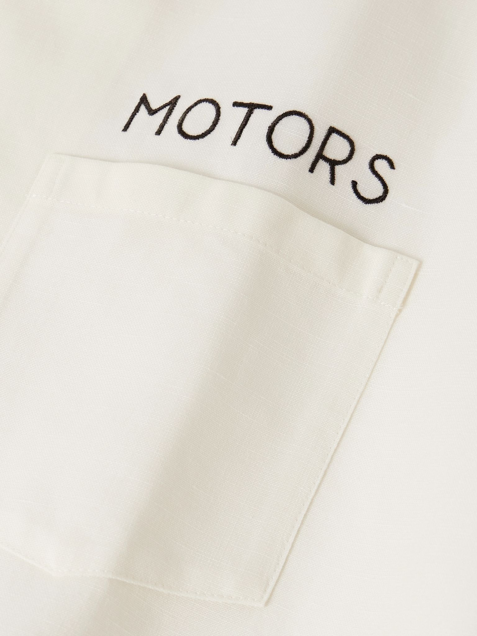 Crosby Convertible-Collar Embroidered Wool and Linen-Blend Shirt White - 4