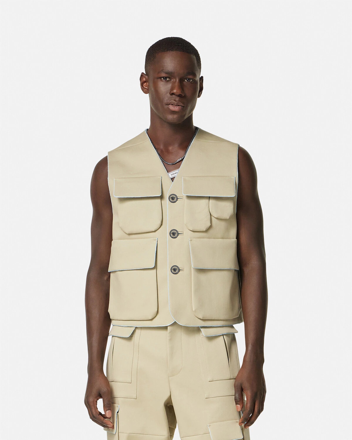 Bonded Gabardine Cargo Vest - 4