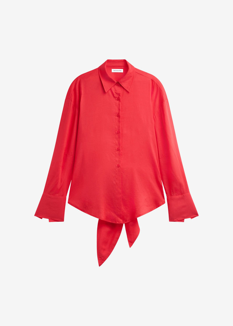 Velia Cut-Out Back Shirt - Red 1