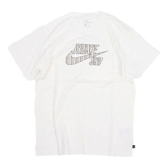 Nike Sb Skateboard Large Colorful Logo Sports Short Sleeve t White CW1463-100 - 1