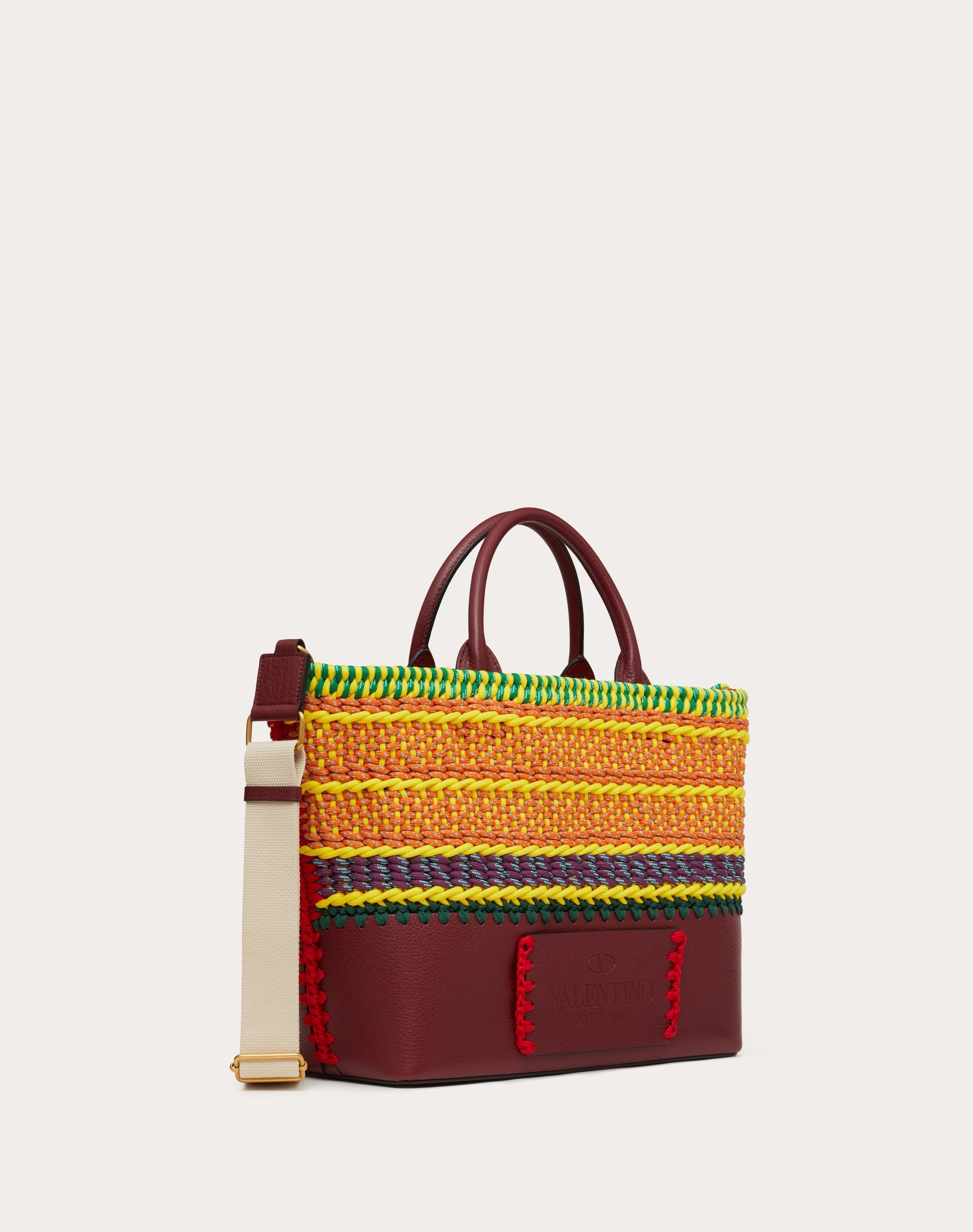 SMALL VALENTINO GARAVANI CROCHET BAGS FABRIC TOTE 2