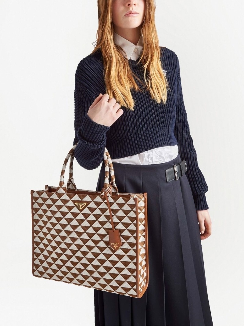 Prada large Symbole jacquard tote bag | farfetch | REVERSIBLE