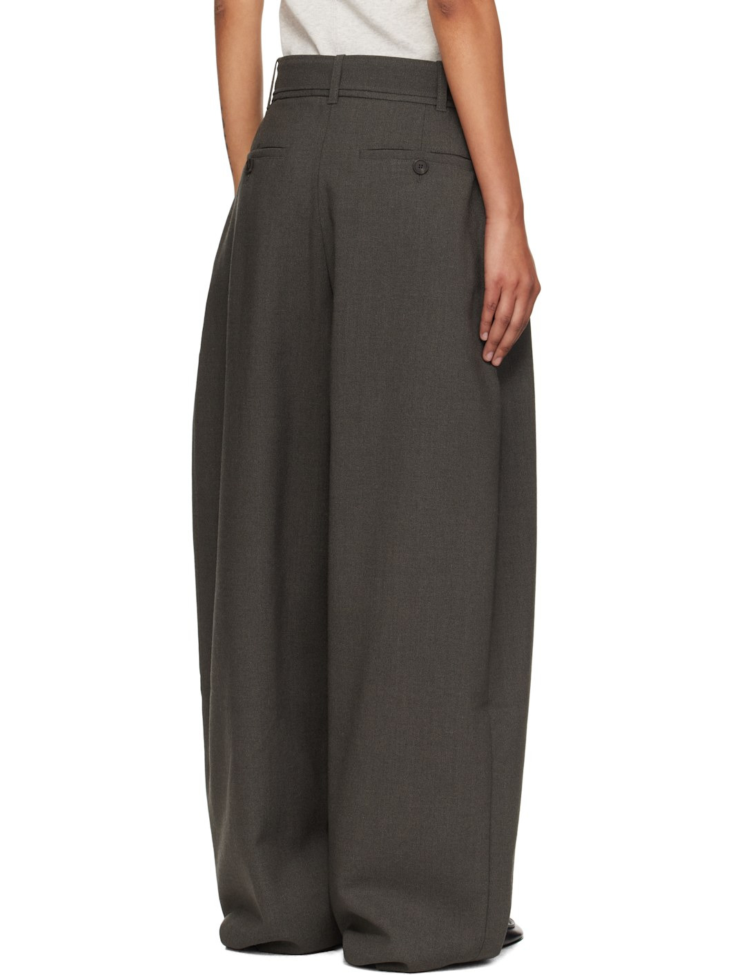 Taupe Belted Round Leg Trousers - 3