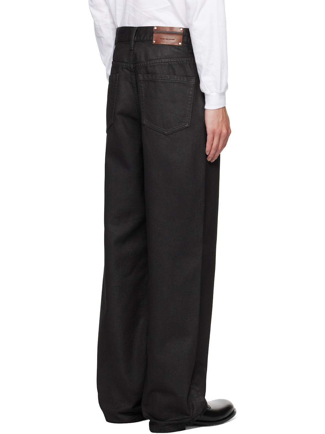 Black Coated Loose-Fit Jeans - 3