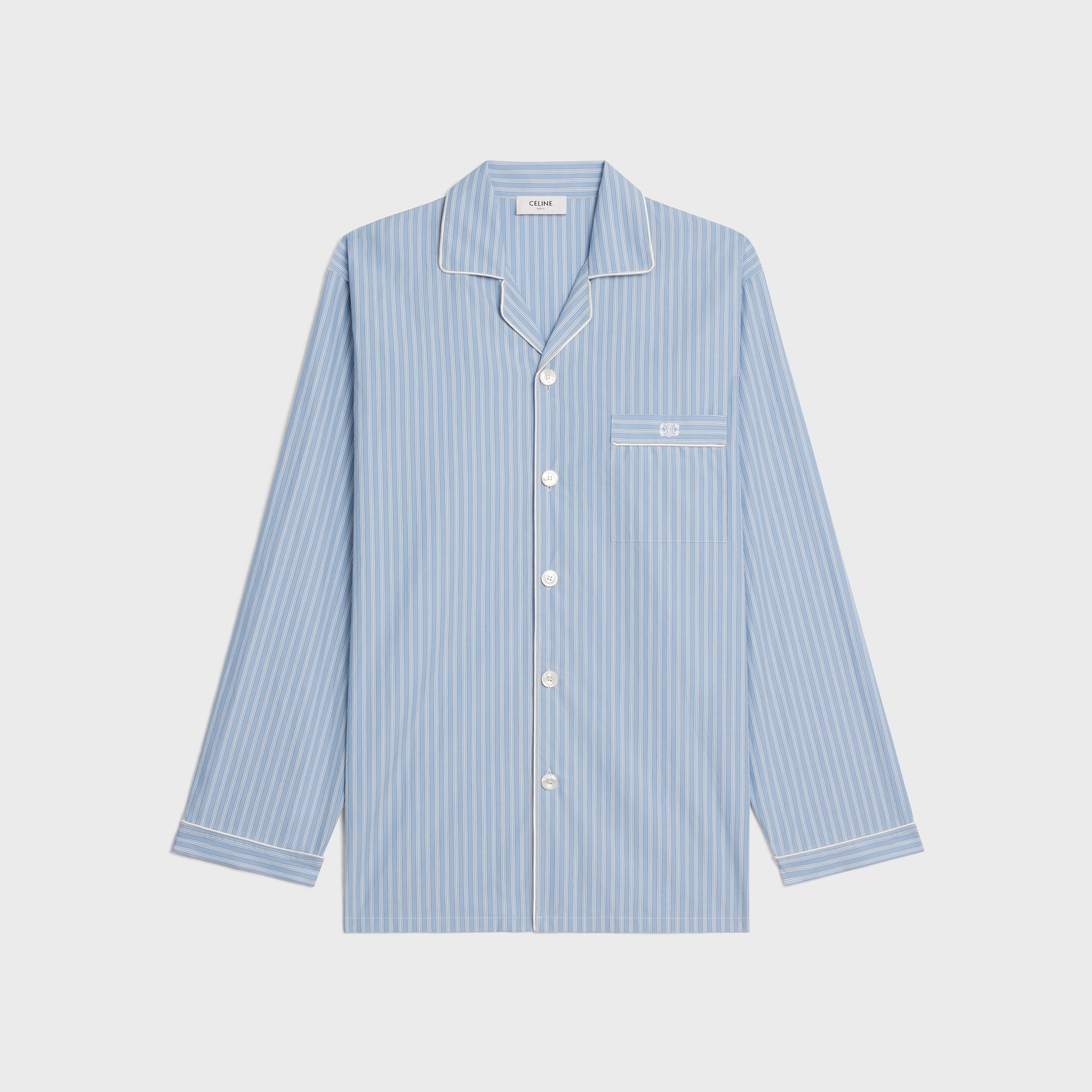 pajama shirt in striped cotton - 1