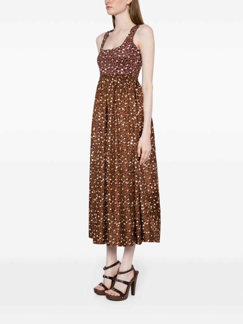 leopard-print silk midi dress - 3