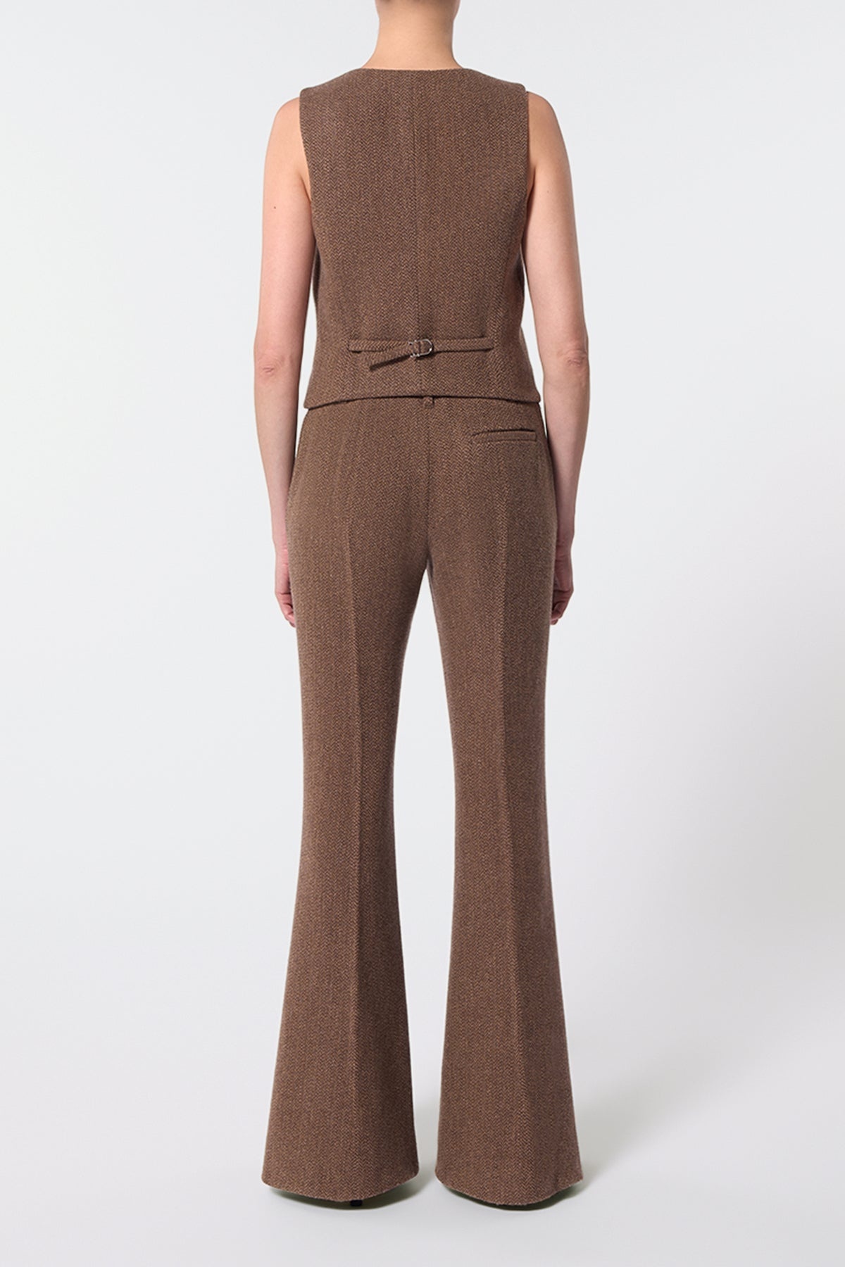 Coleridge Vest in Chocolate Multi Cashmere Virgin Wool Herringbone - 4