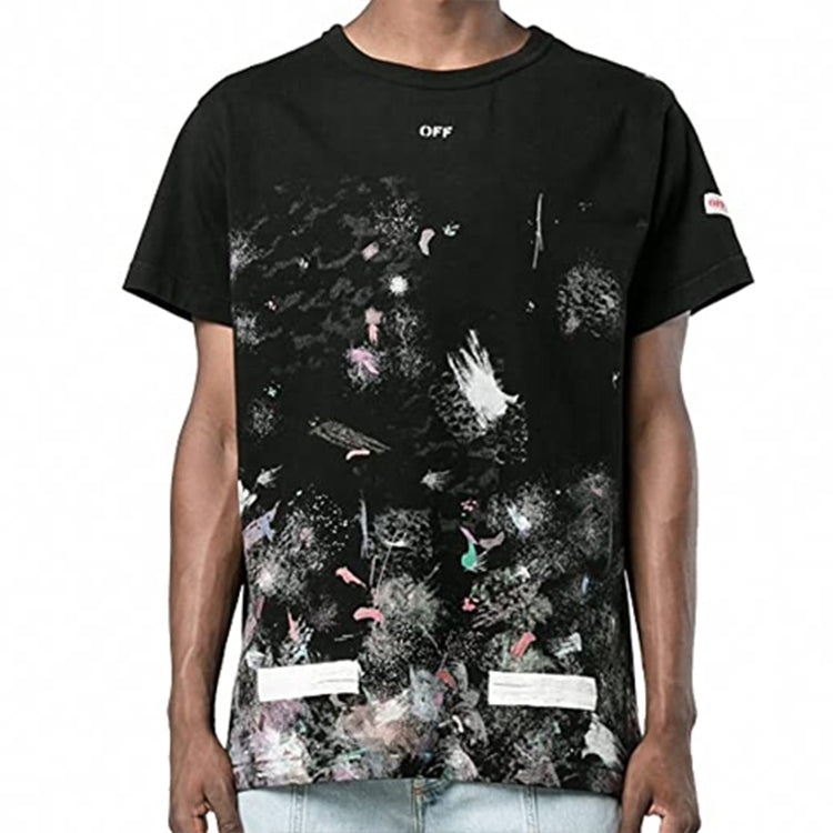 Off-White Splash Ink Short Sleeve Loose Unisex Black OMAA002F176200179901 - 3