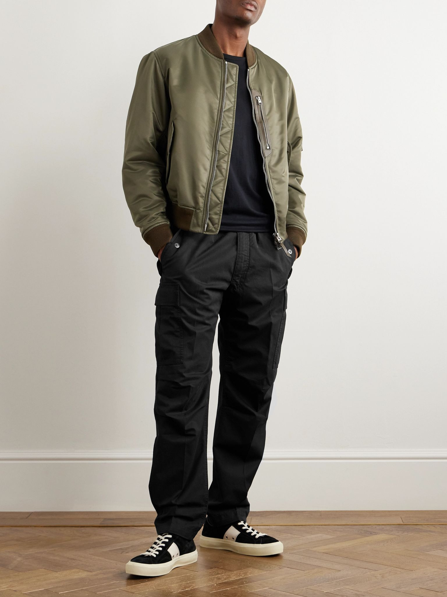 New Enzyme Straight-Leg Cotton-Twill Drawstring Cargo Trousers Black - 2