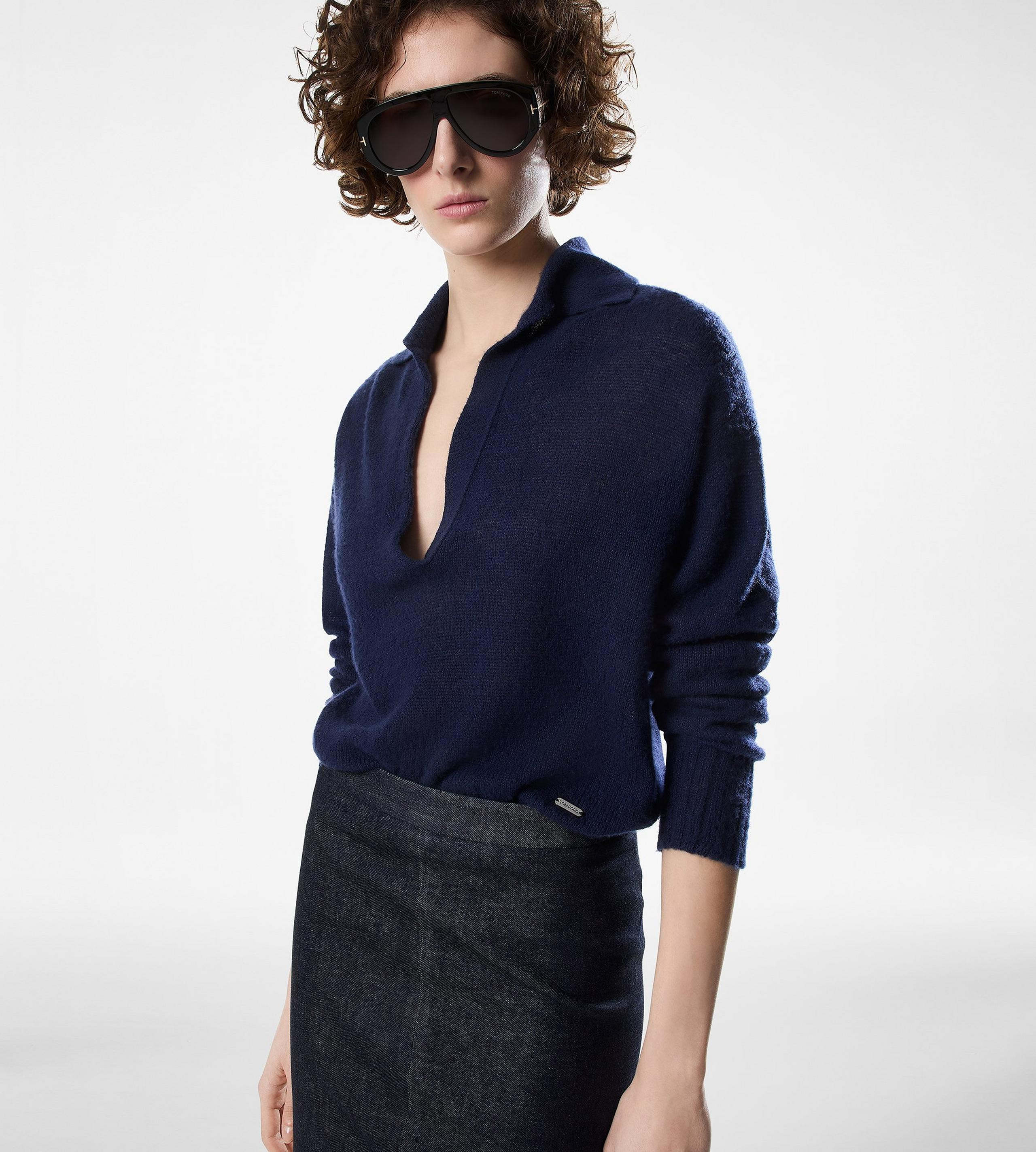 LONG SLEEVE CASHMERE SILK POLO - 2