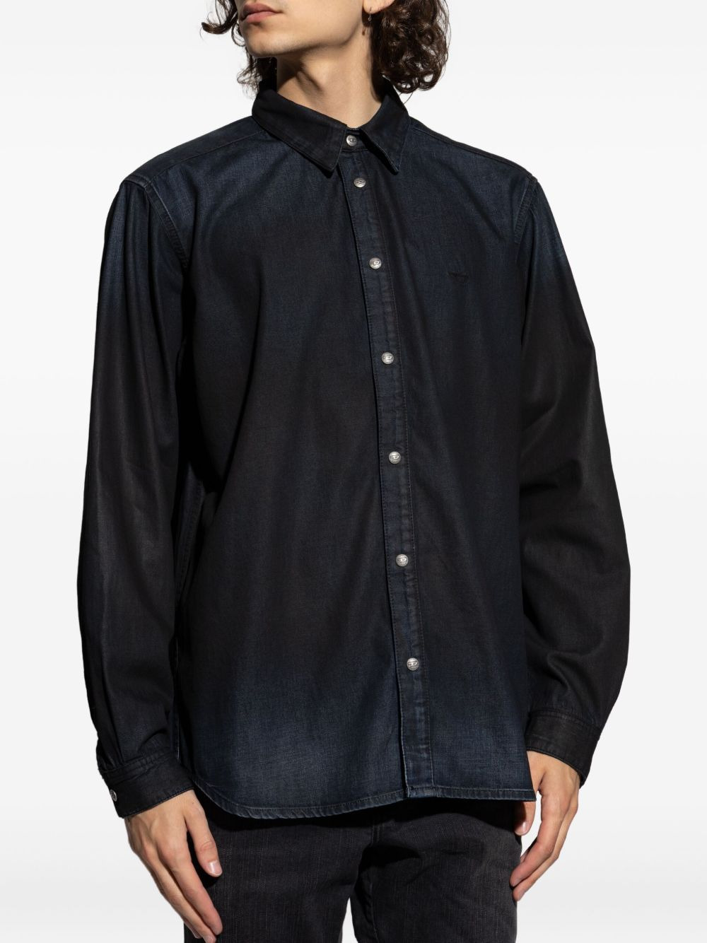 logo-button denim shirt - 3
