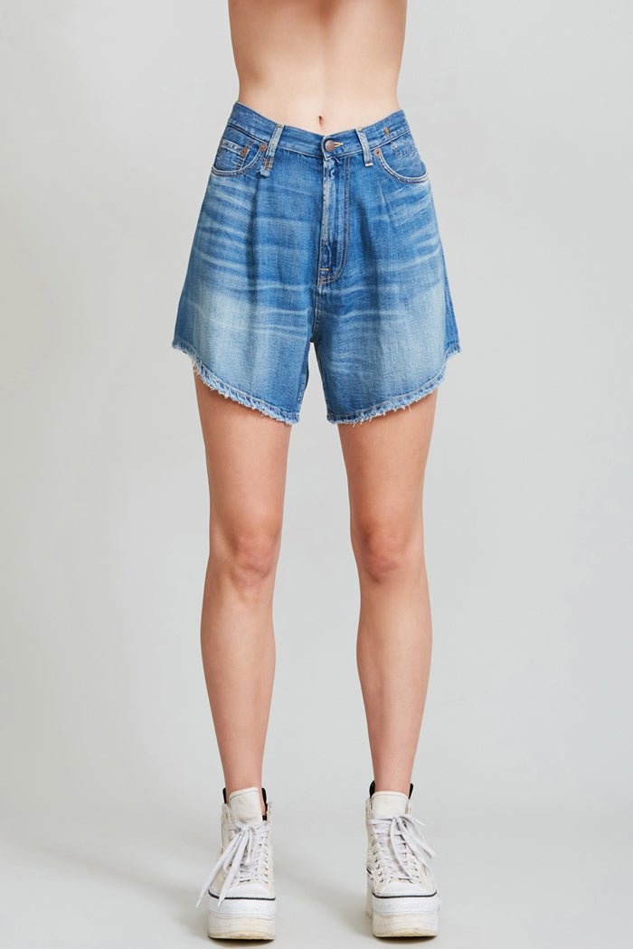 Damon Pleated Short - Cliff Linen Indigo | R13 Denim Official Site - 3