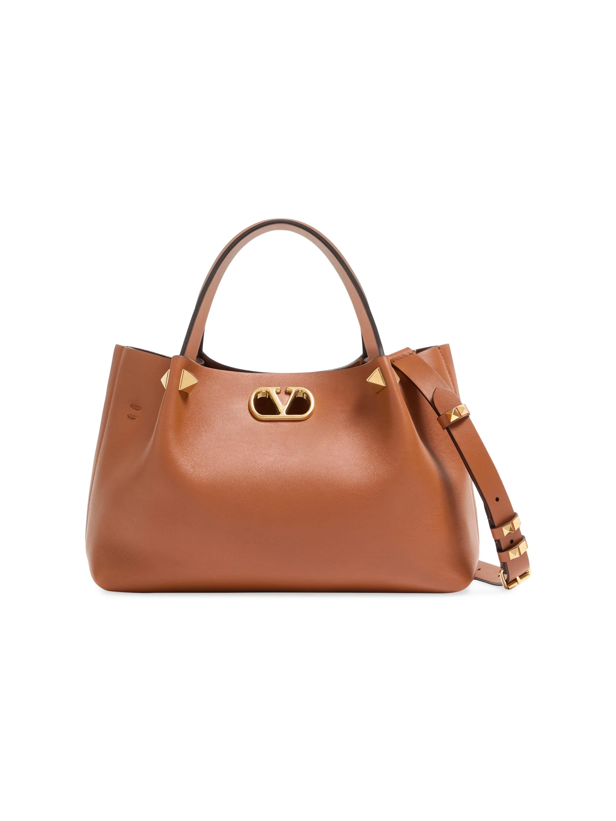 Women's Small Soft Leather Top Handle Bag - Hazelnut - 1