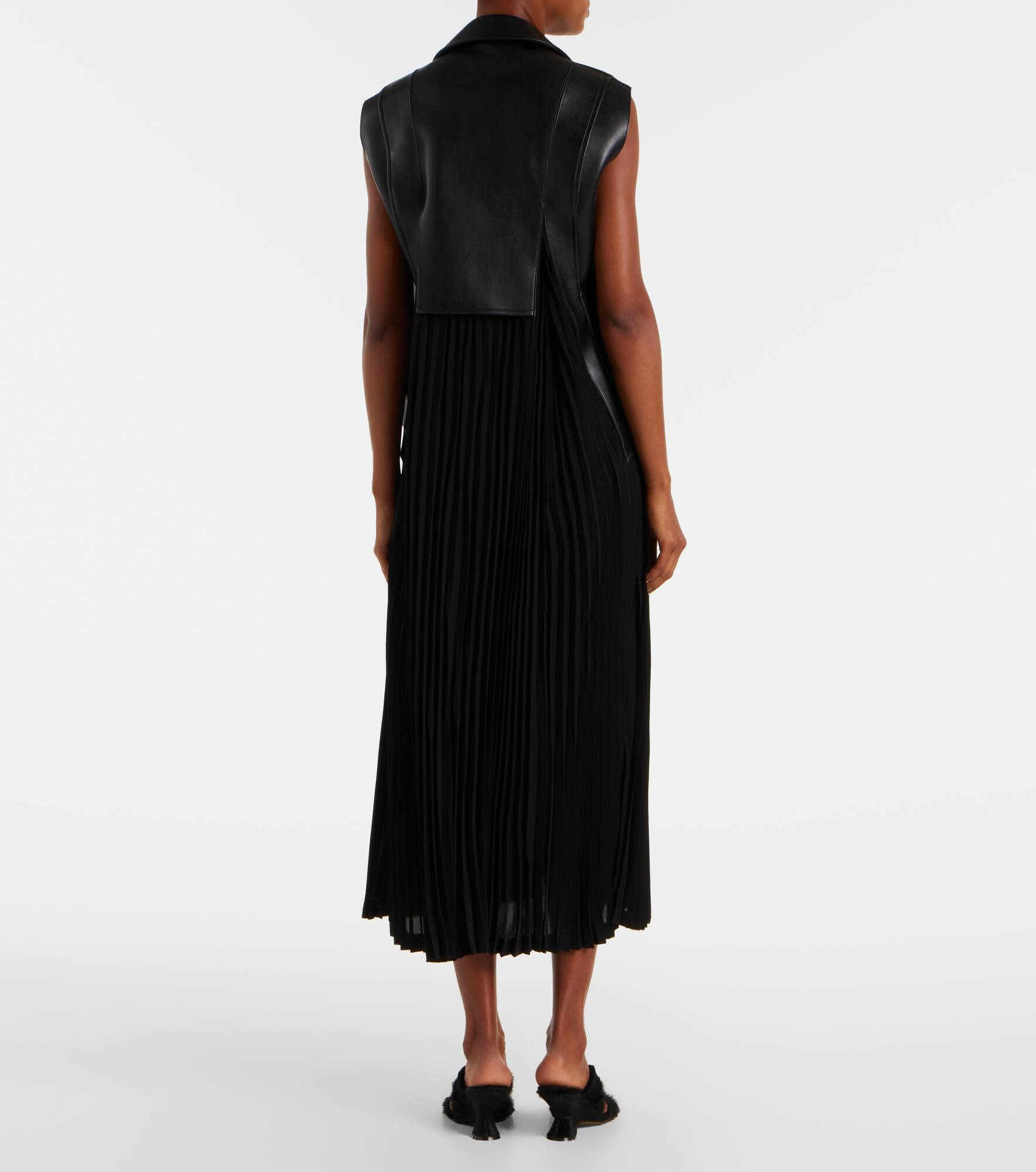 Faux leather and jersey maxi dress - 3