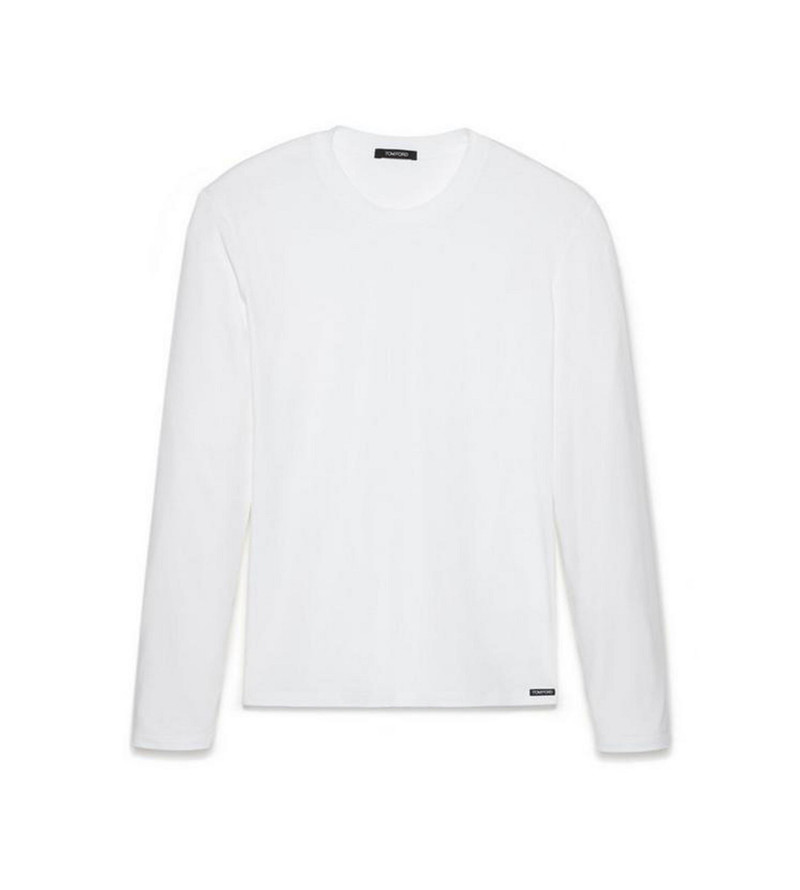 COTTON MODAL LONG SLEEVE CREW NECK T-SHIRT - 1