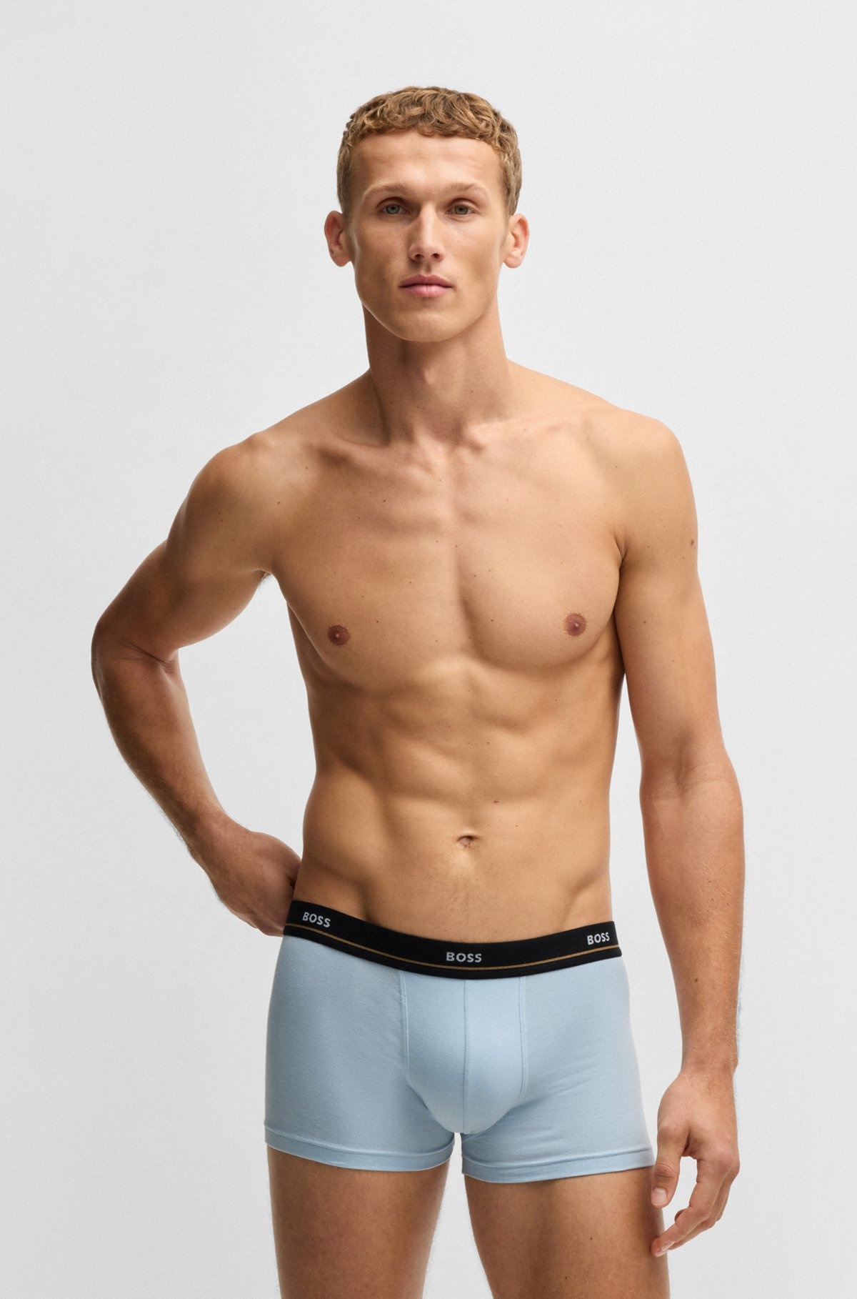 THREE-PACK OF STRETCH-COTTON TRUNKS WITH LOGO WAISTBANDS - 6