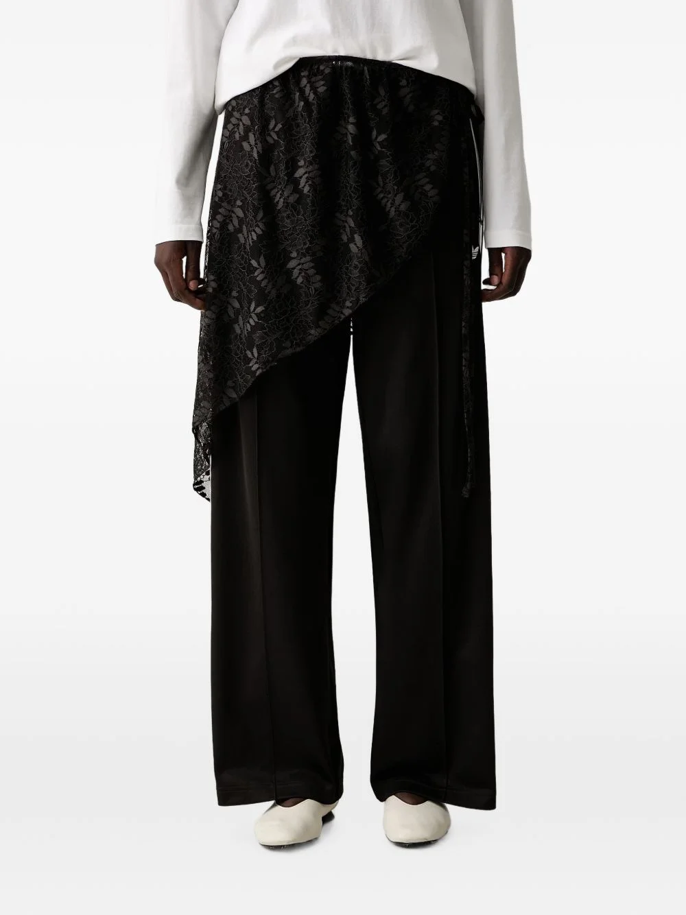 lace-overlay track pants - 1