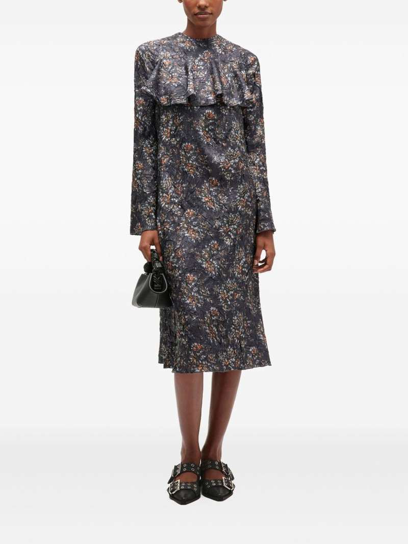 GANNI floral-print ruffled dress outlook