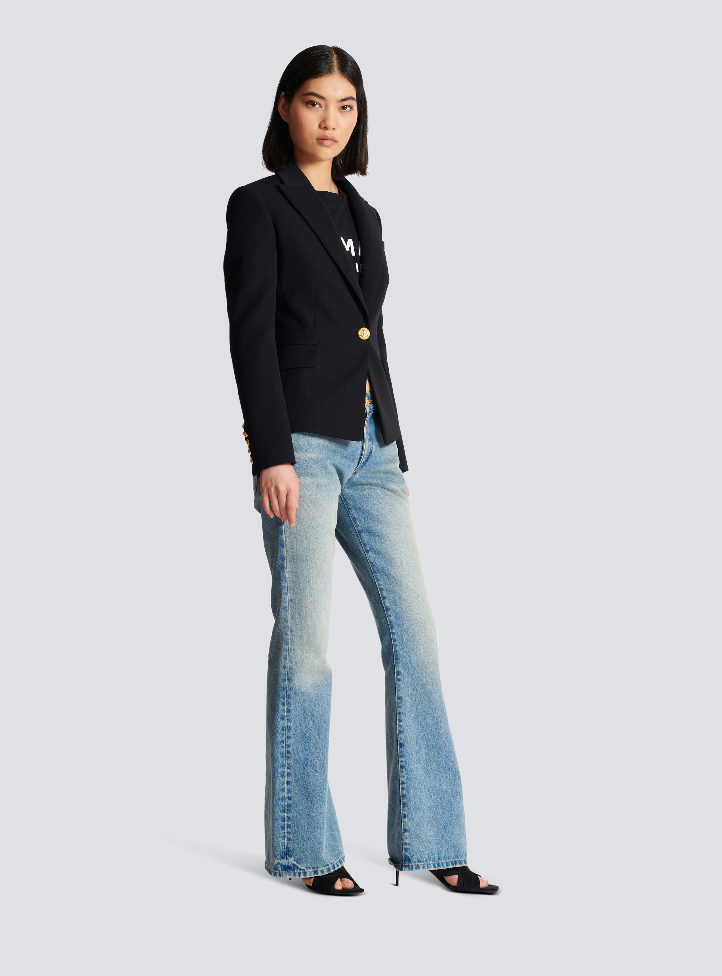 One-button wool blazer - 3