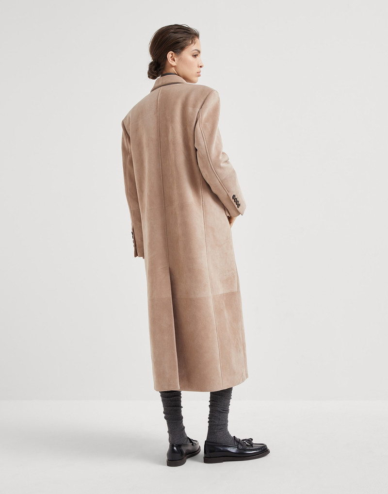 Brunello Cucinelli Suede coat with monili outlook