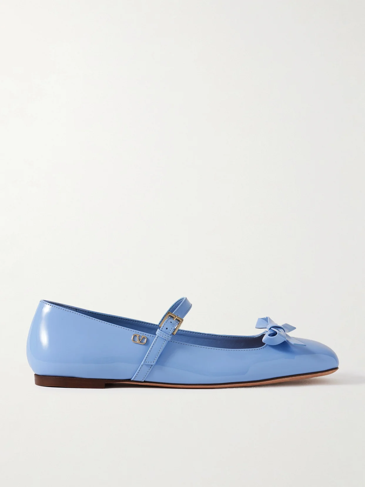 Bow-embellished Patent-leather Mary Jane Ballet Flats - 1