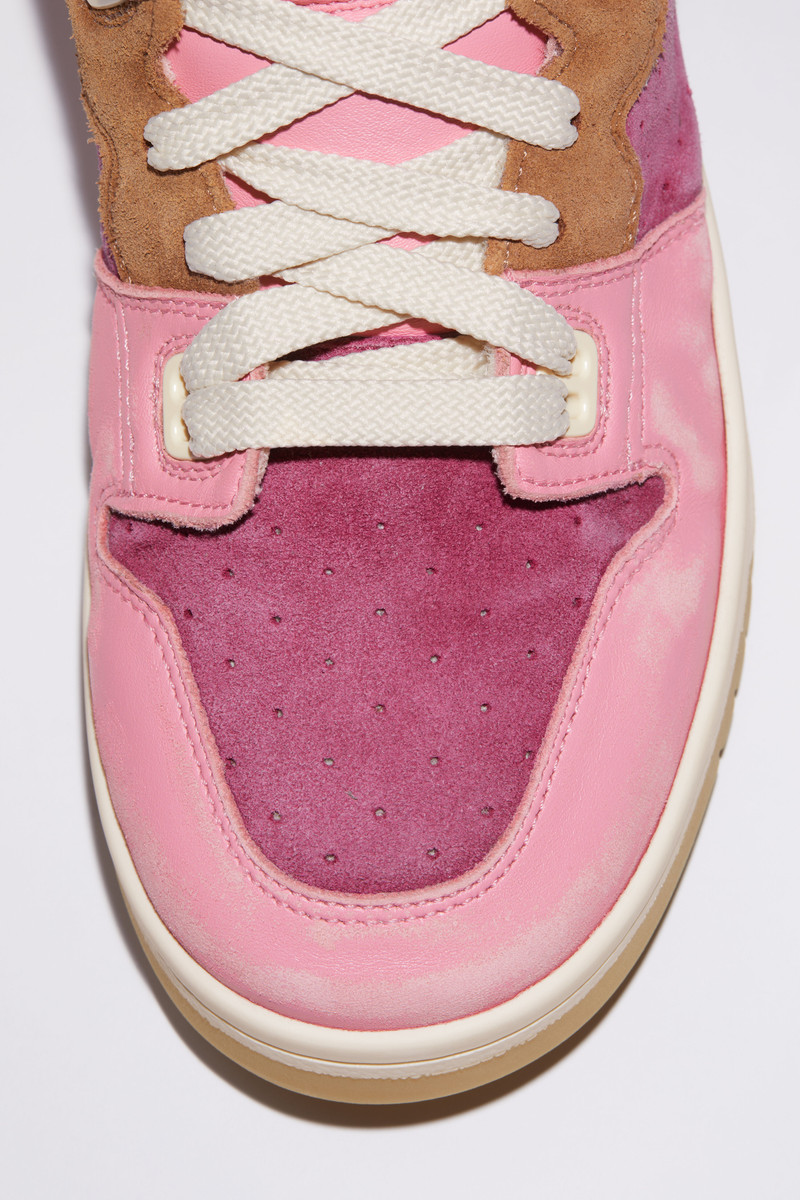 High top leather sneakers - Pink/beige 6