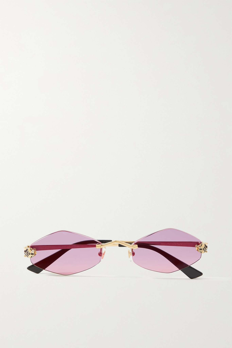 Panthère hexagon-frame gold-tone sunglasses - 1