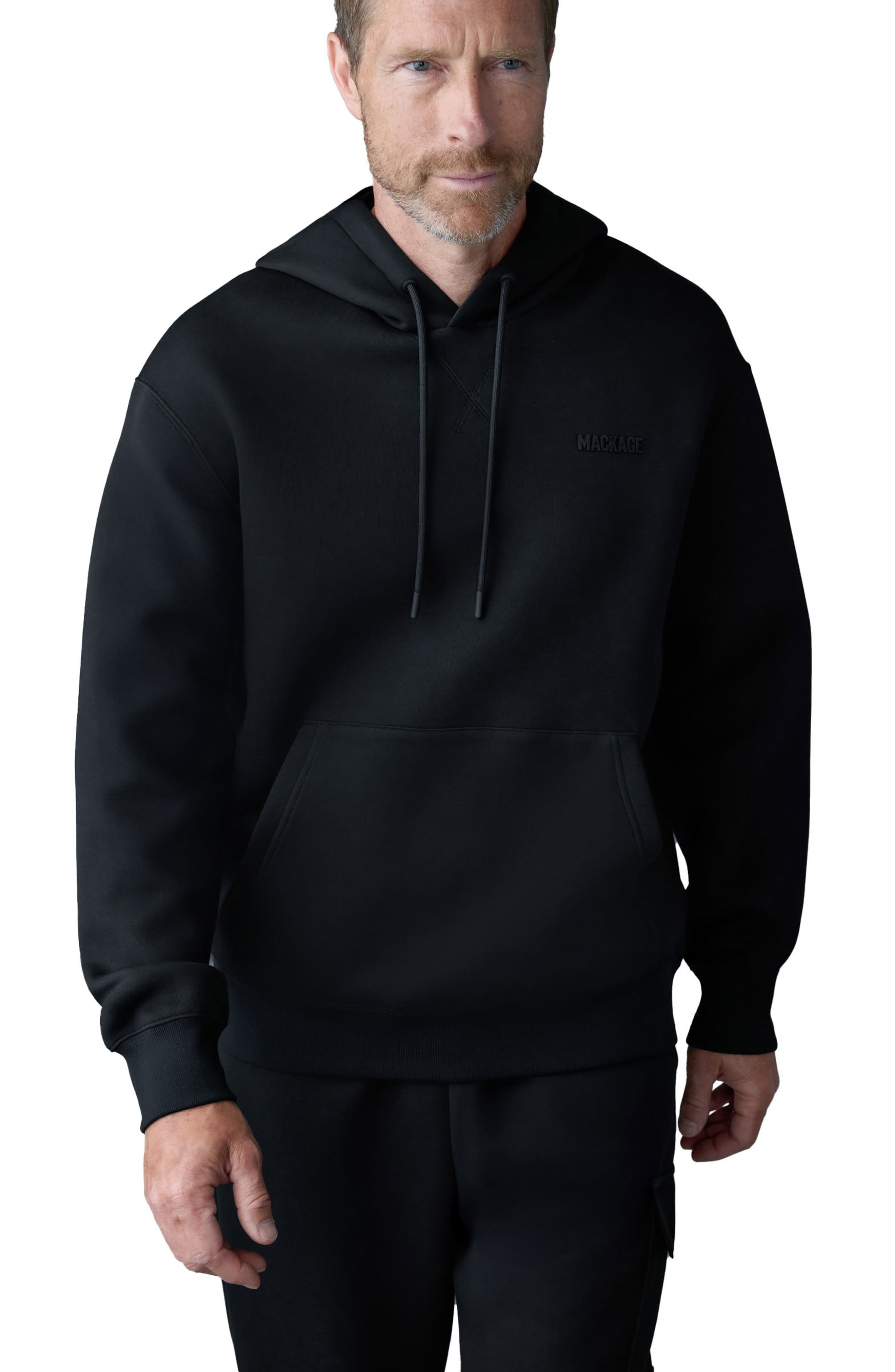 Mackage Krystian Double Face Jersey Hoodie in Black at Nordstrom - 4