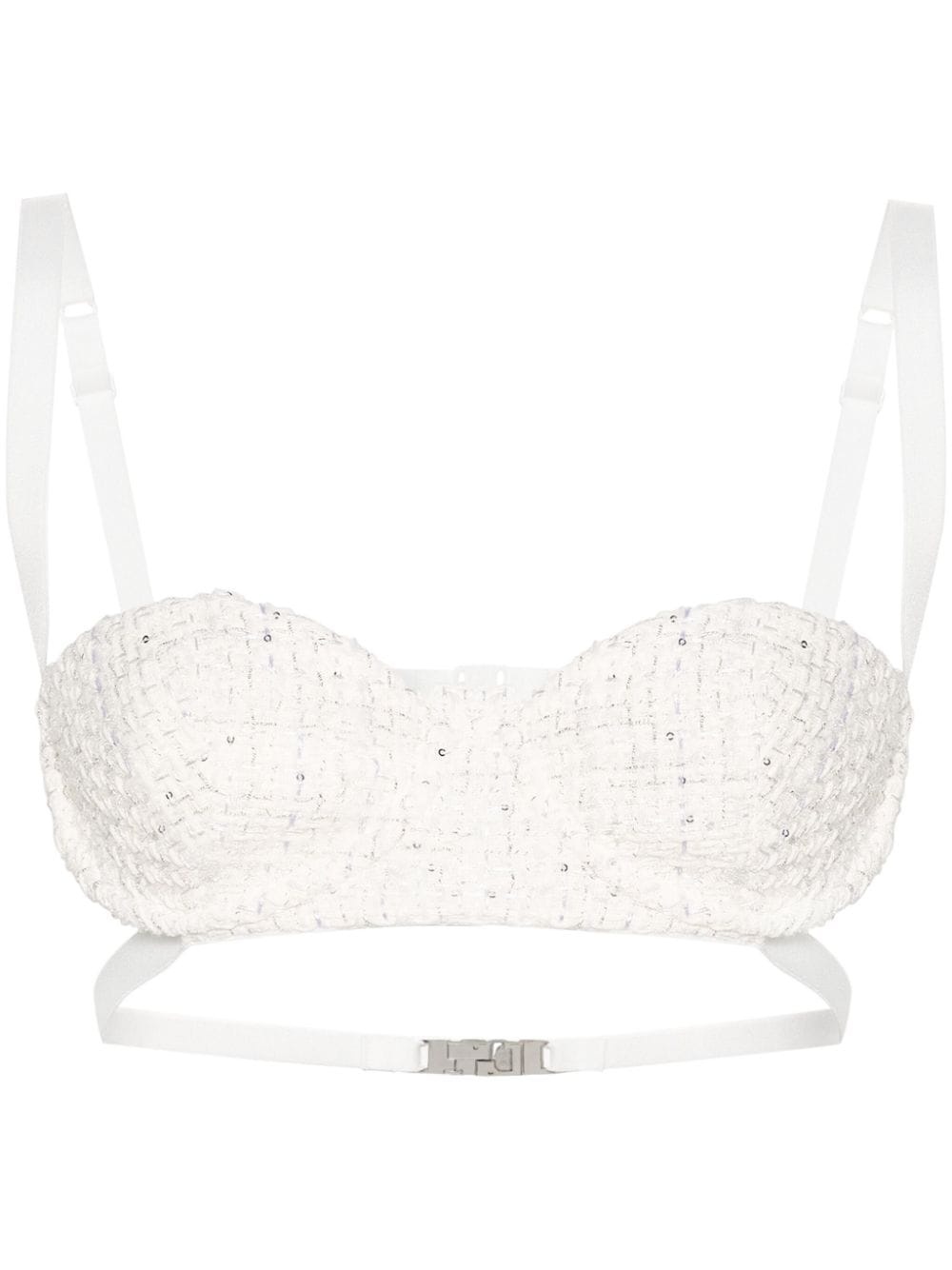 sequin-embellishment tweed bralette - 1