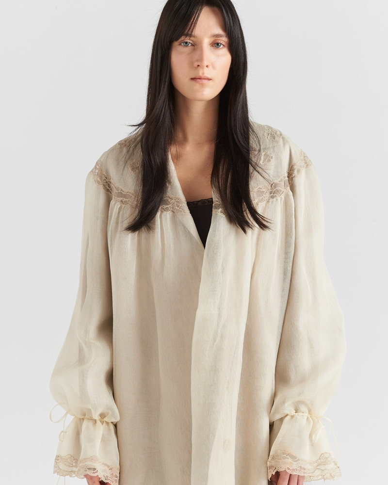 Single-breasted nylonette and Panama cotton coat 4
