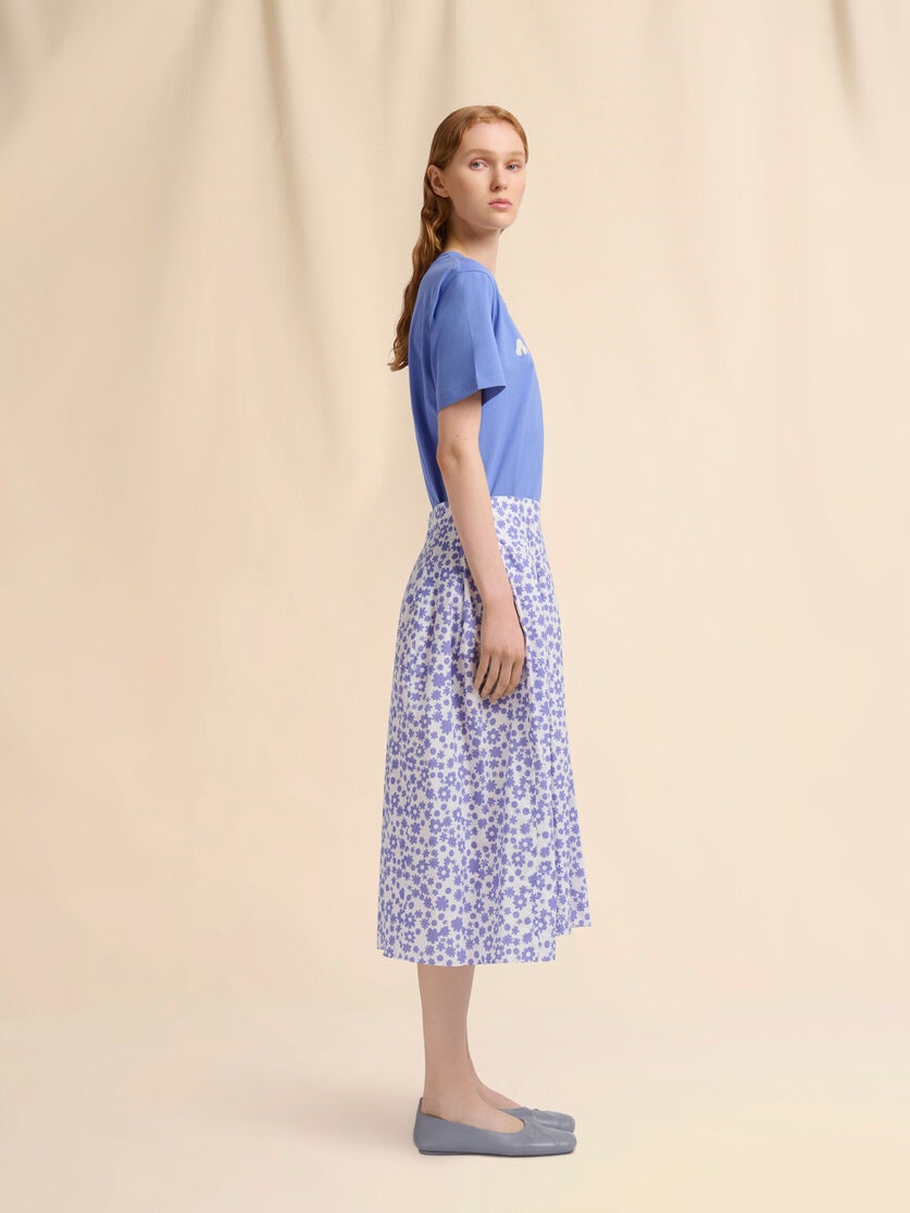 POPLIN MIDI SKIRT WITH WHITE AND LIGHT BLUE POP FIELDS MOTIF - 5