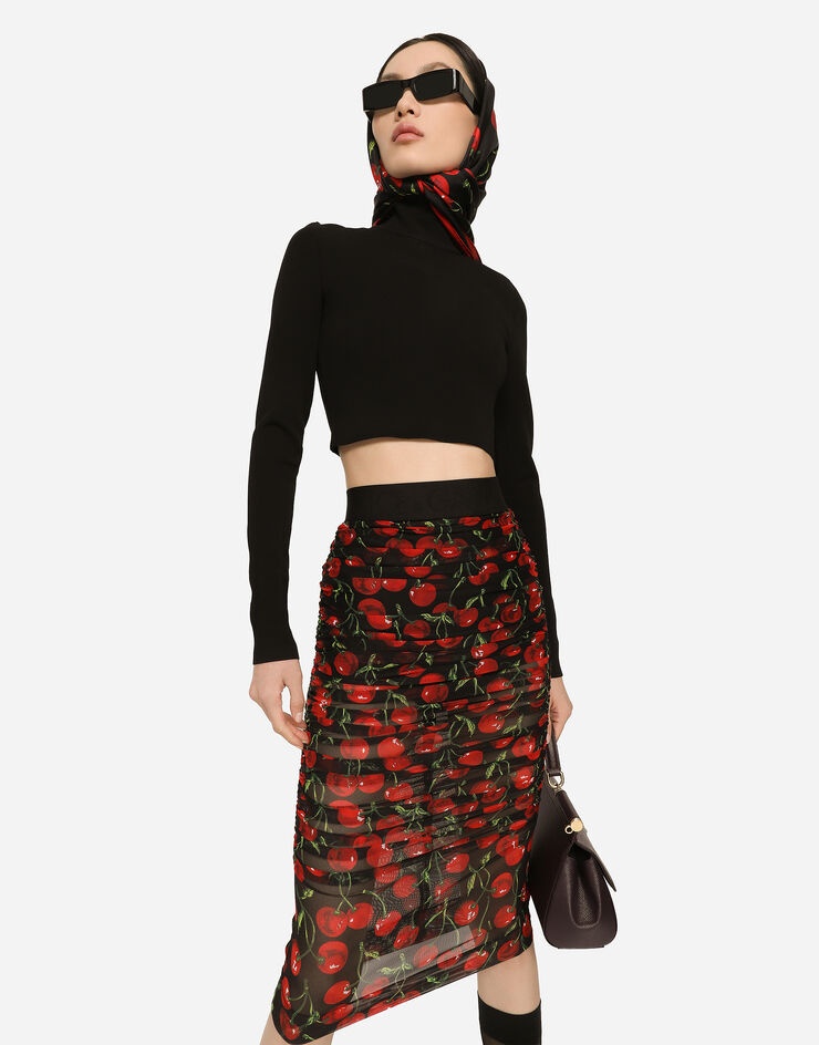 Cropped turtle-neck top - 4