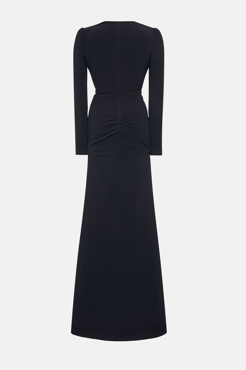 CADY EVENING DRESS WITH MIKADO COLLAR, ROSE DETAIL - 2