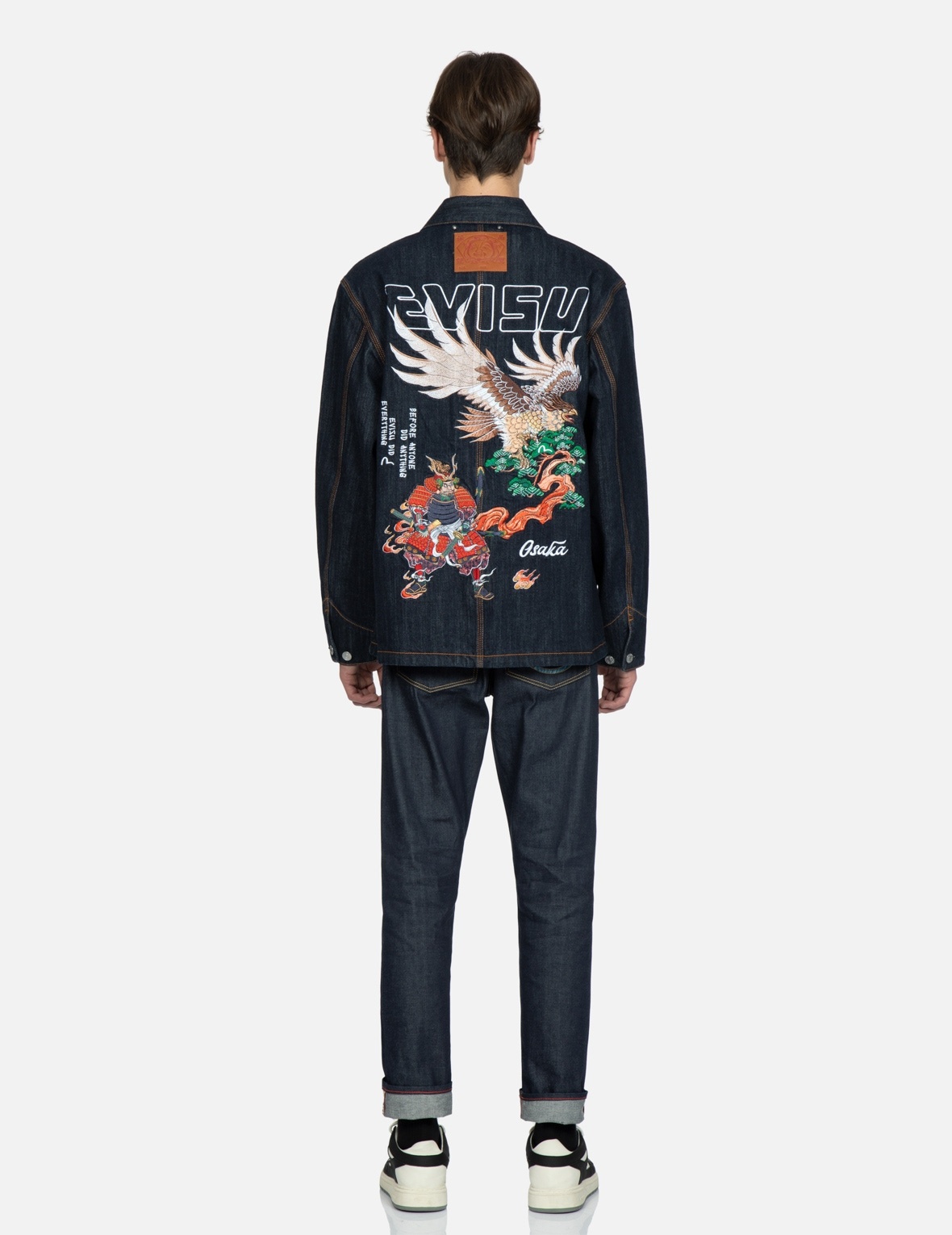 EVISU EAGLE AND SAMURAI EMBROIDERY RETRO DENIM JACKET