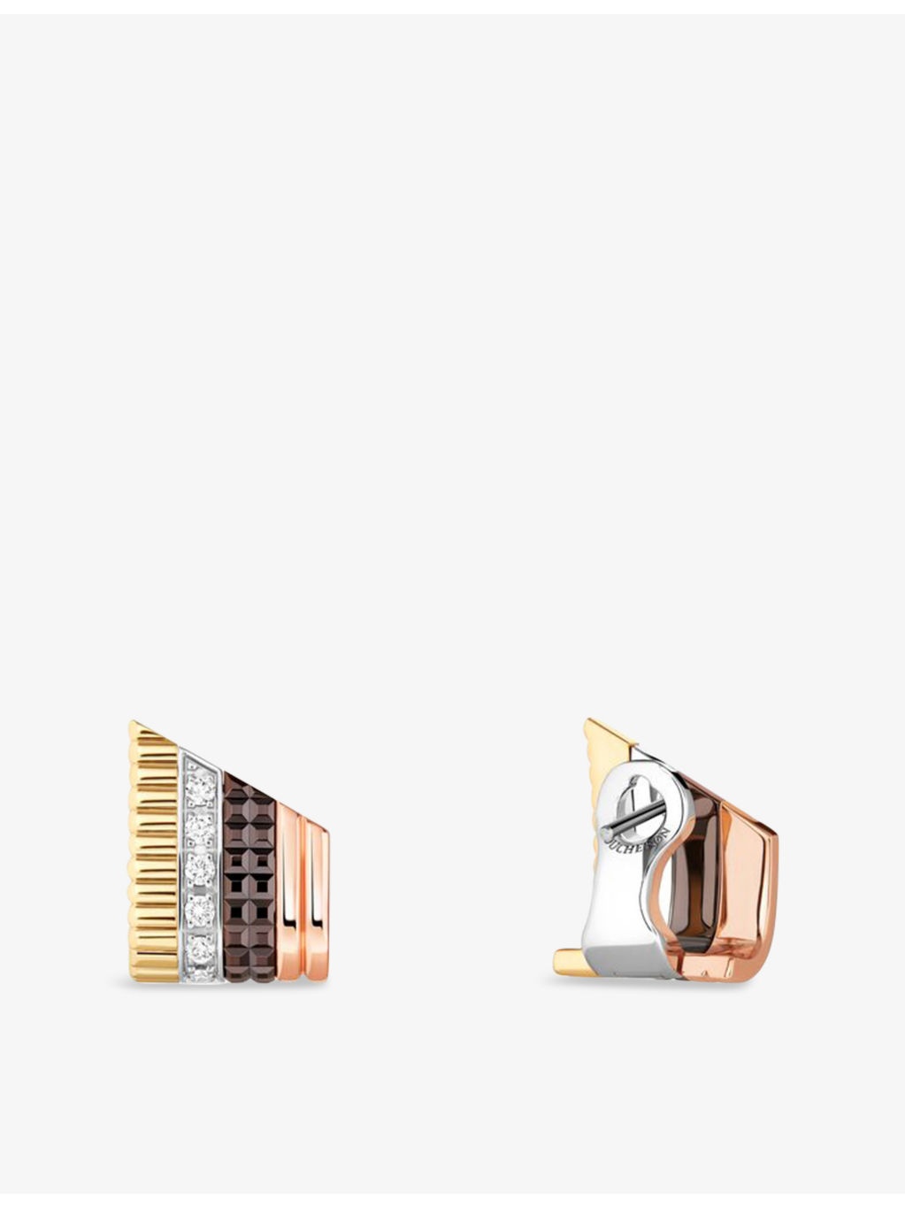 Quatre Classique 18ct Yellow-Gold, White-Gold, Pink-Gold, PVD and 0.26ct Diamond Stud Earrings - 2