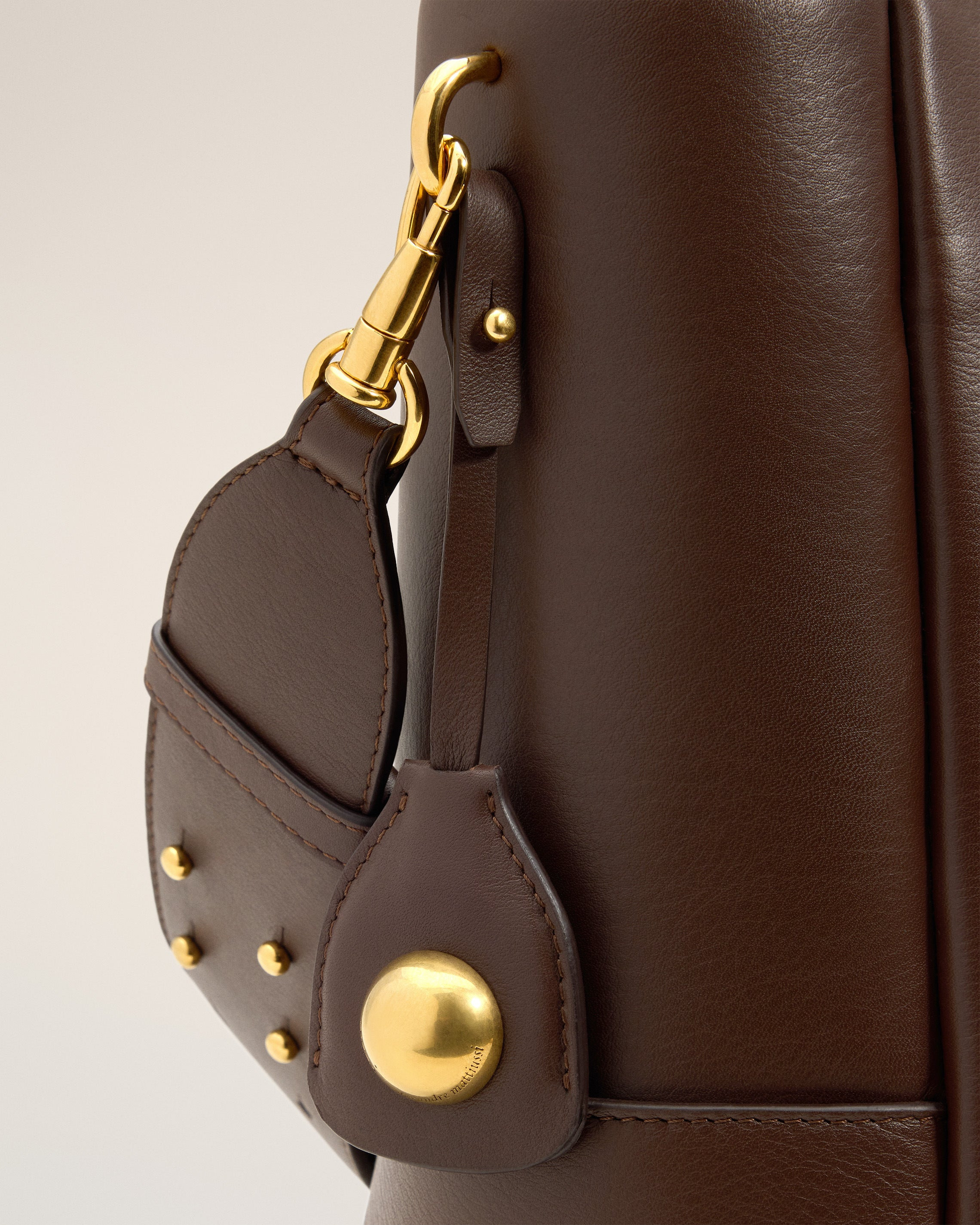BROWN SMOOTH LEATHER CARROUSEL BUCKET BAG - 6