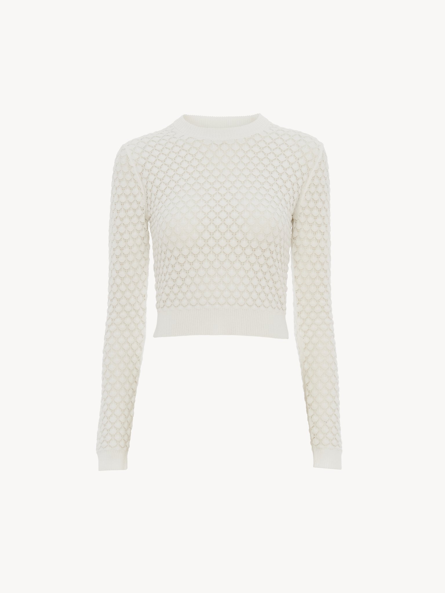 CROPPED SWEATER IN COTTON POINTELLE KNIT - 2