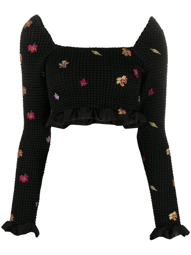 embroidered-leaves cropped top 1