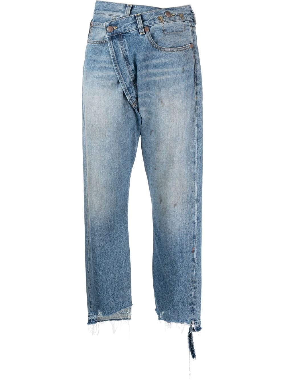 off-centre distressed denim trousers - 1
