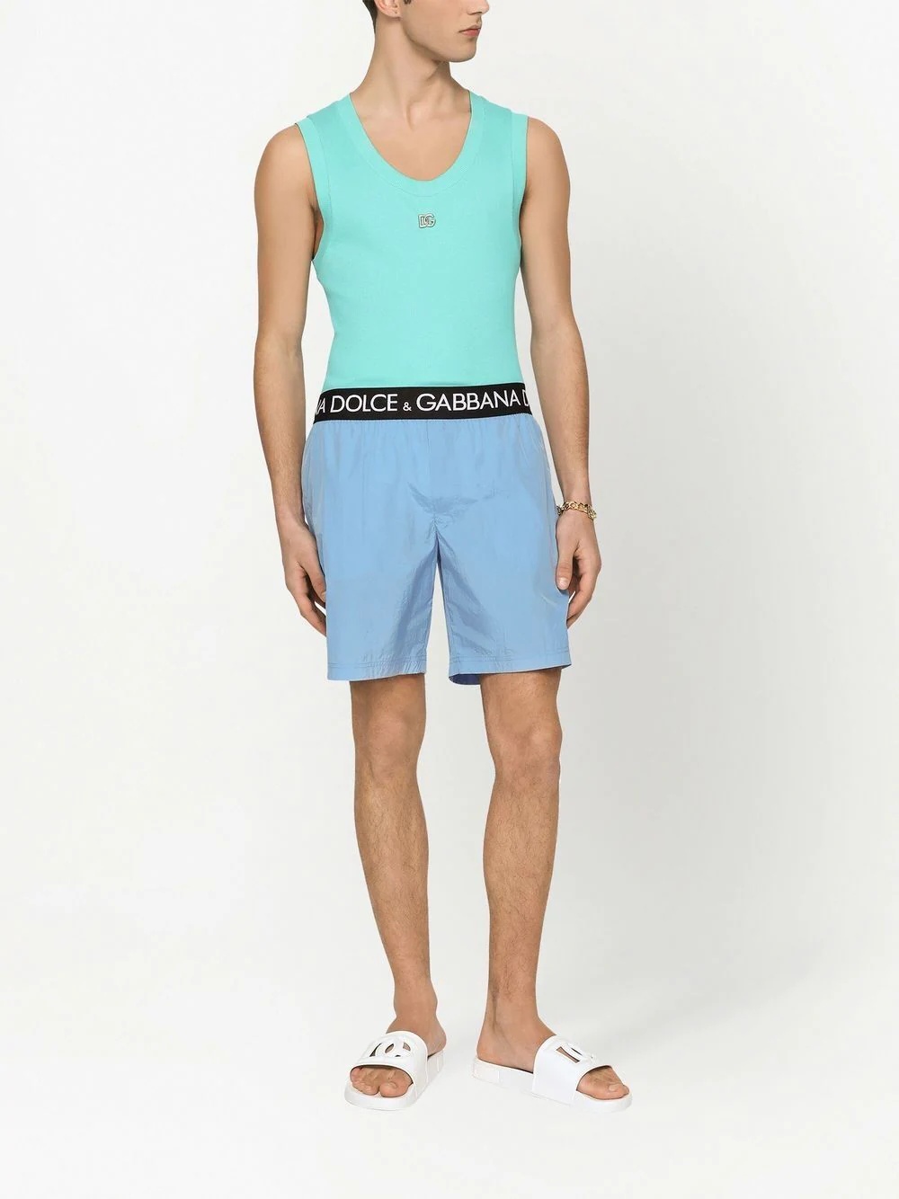 logo-waist swim shorts - 2