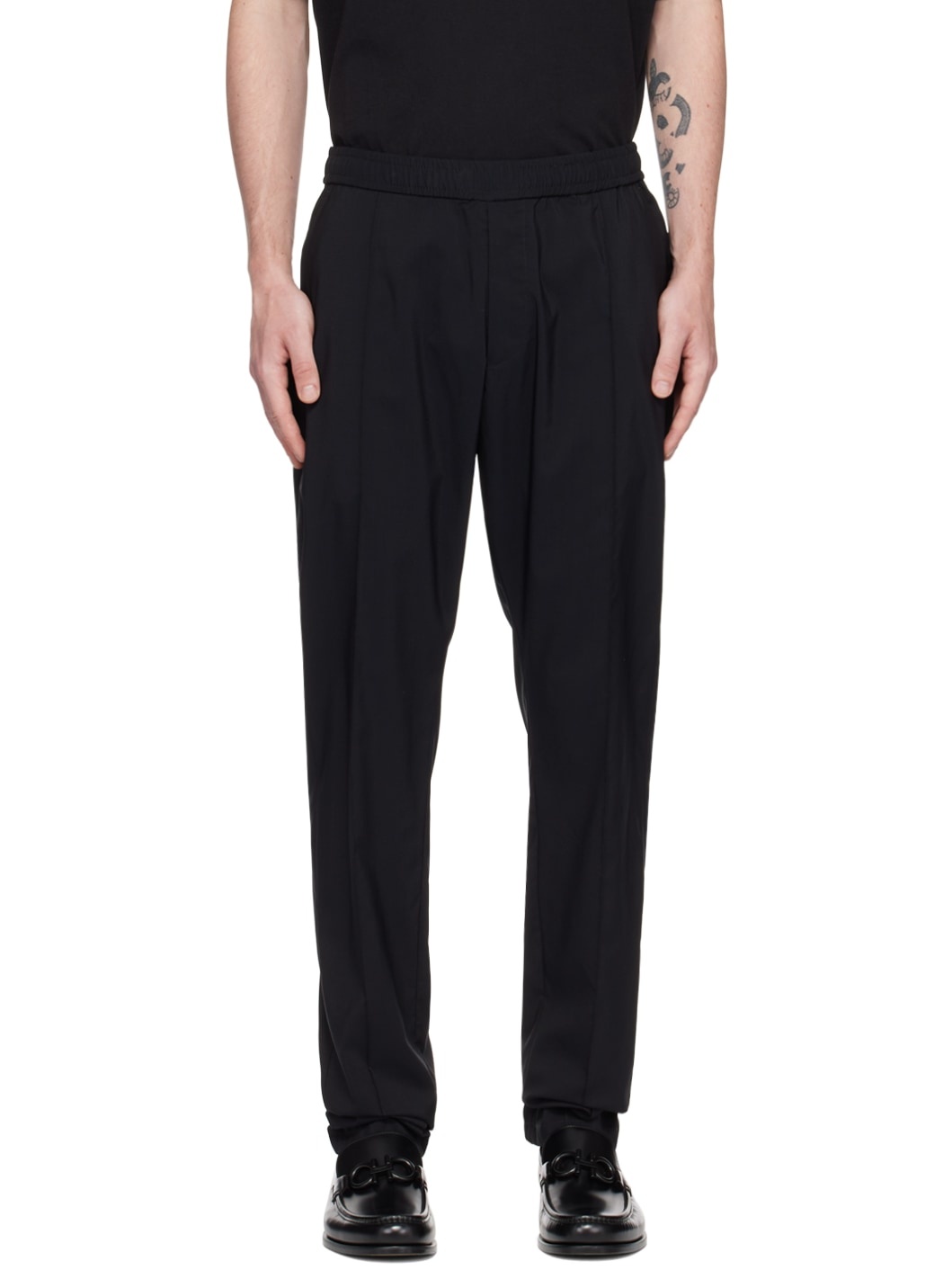 Black Pinched Seam Trousers - 1