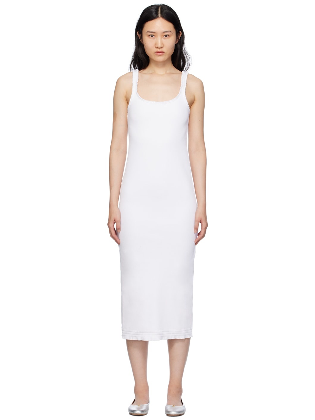 White Ruffle Midi Dress - 1