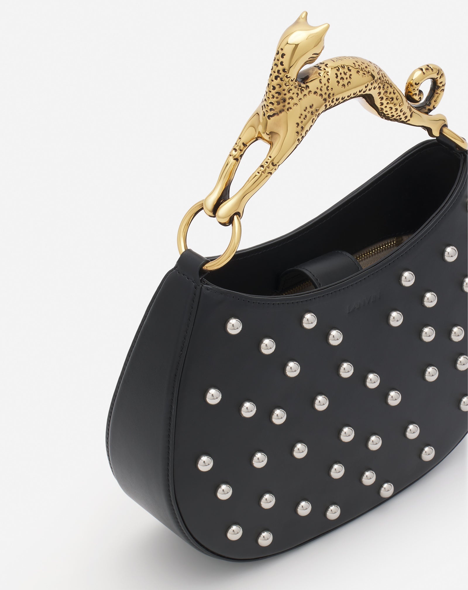 SMALL-MEDIUM STUDDED LEATHER HOBO CAT BAG - 5