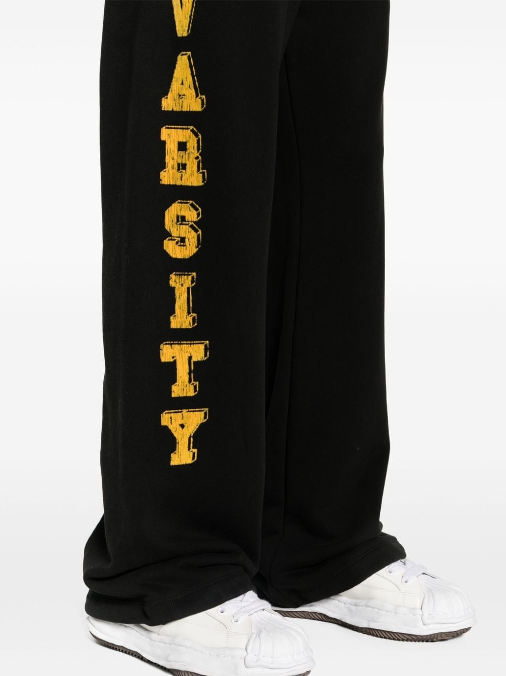 flocked-logo cotton track pants - 5