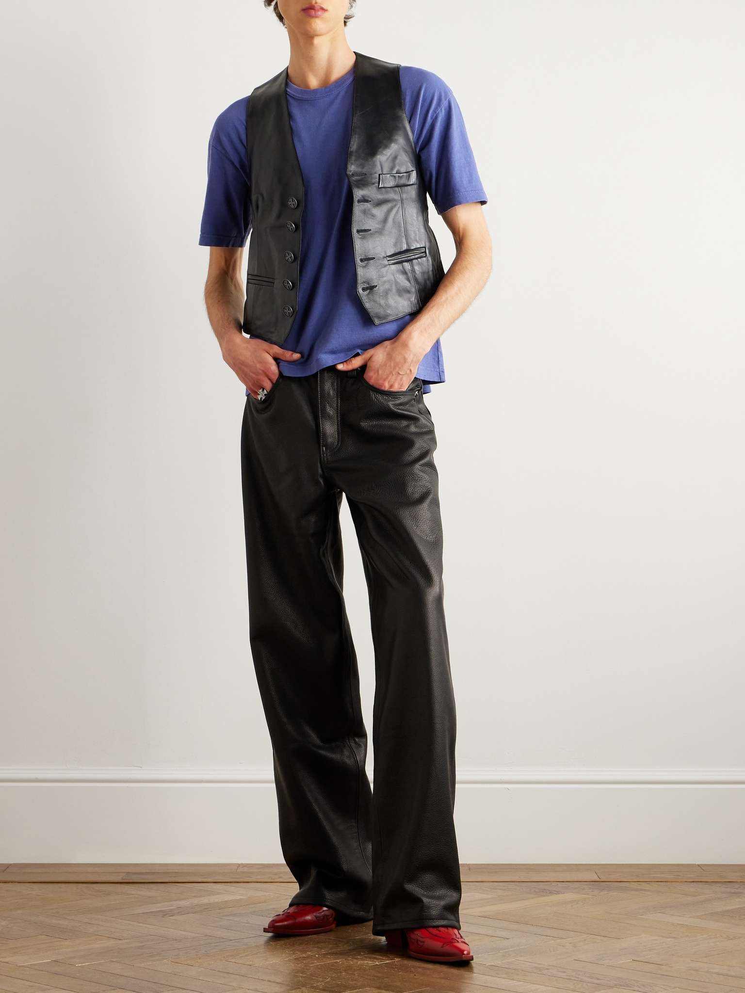 Slim-Fit Leather Waistcoat - 2